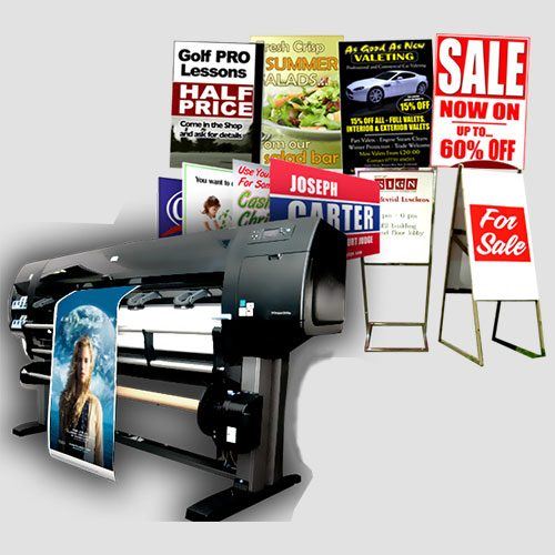 Image of a display of sign prints, Printing Service in LA, Perfect Image Printing