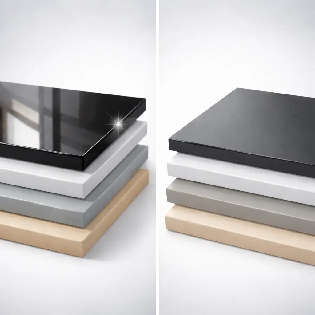 High-gloss and matte finish boards